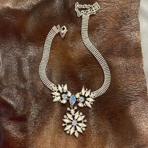 Dazzling Silver Necklace with Blue Accents